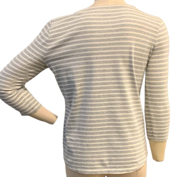 Talbots Sequin Cupcakes Striped Top Sz 2P Gray  #96J - Picture 5 of 9